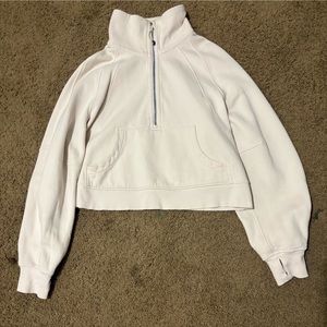 Funnel Neck Opal White/Cream Scuba Half Zip Sweater